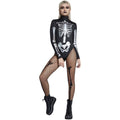 Black-Silver - Pack Shot - Fever Womens-Ladies Skeleton Bodysuit