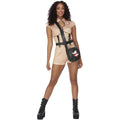 Beige - Back - Ghostbusters Womens-Ladies Costume Hotpants Set