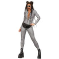 Silver - Back - Fever Womens-Ladies Miss Whiplash Disco Holographic Catsuit