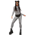 Silver - Side - Fever Womens-Ladies Miss Whiplash Disco Holographic Catsuit