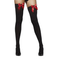 Black-Red - Front - Fever Womens-Ladies Bow Opaque Hold Up Stockings