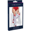 White-Red - Back - Fever Womens-Ladies Bow Opaque Hold Up Stockings