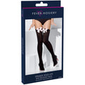 Black-White - Back - Fever Womens-Ladies Bow Opaque Hold Up Stockings