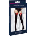 Black-Red - Back - Fever Womens-Ladies Bow Opaque Hold Up Stockings