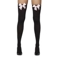 Black-White - Front - Fever Womens-Ladies Bow Opaque Hold Up Stockings