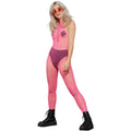 Pink - Front - Fever Womens-Ladies Zipped Sleeveless Bodystocking