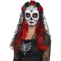 Red-Black - Back - Smiffys Womens-Ladies Day Of The Dead Costume Accessory Set