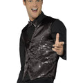 Black - Lifestyle - Smiffys Unisex Adult Sequin Costume Vest