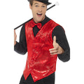 Red - Back - Smiffys Unisex Adult Sequin Costume Vest