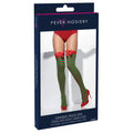 Red-Green - Back - Fever Womens-Ladies Striped Opaque Bow Hold Up Stockings