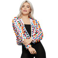 White-Multicoloured - Back - Fever Womens-Ladies Rainbow Festival Pom Pom Jacket