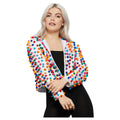 White-Multicoloured - Front - Fever Womens-Ladies Rainbow Festival Pom Pom Jacket