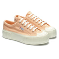 Pink Peach-Avorio - Front - Superga Womens-Ladies 2631 Stripe Platform Trainers