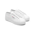 White - Front - Superga Womens-Ladies 2740 Tumbled Leather Platform Heel Trainers