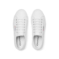 White - Lifestyle - Superga Womens-Ladies 2740 Tumbled Leather Platform Heel Trainers