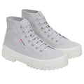 Grey Silver-Avorio - Front - Superga Womens-Ladies 2341 Cotu Alpina High Tops