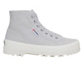 Grey Silver-Avorio - Back - Superga Womens-Ladies 2341 Cotu Alpina High Tops