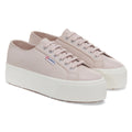 Pink Almond Silver-Avorio - Front - Superga Womens-Ladies 2790 Nappa Leather Trainers