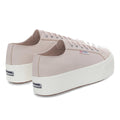 Pink Almond Silver-Avorio - Back - Superga Womens-Ladies 2790 Nappa Leather Trainers