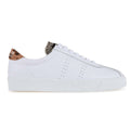 White-Brown-Marshmallow - Front - Superga Womens-Ladies 2843 Sport Club S Deer Print Cowhide Leather Trainers