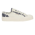 Beige Natural-Navy - Side - Superga Womens-Ladies 2630 Stripe Sketched Flowers Trainers