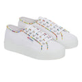 White-Multicoloured - Front - Superga Womens-Ladies 2740 Beaded Trainers