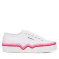 White-Shaded Pink - Front - Superga Womens-Ladies 2740 Liquify Stripes Trainers
