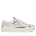 Milk White-Avorio-Navy - Front - Superga Womens-Ladies 3041 Revolley Snake Swallow Tail Suede Trainers