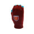 Scarlet Red-Sky Blue - Back - West Ham United FC Unisex Adult Touch Screen Winter Gloves