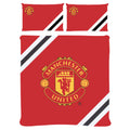 Red-Black - Front - Manchester United FC Core Stripe Duvet Cover Set