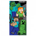 Green-Blue-Grey - Front - Minecraft Characters Velour Beach Towel