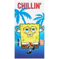 Blue-White-Yellow - Front - SpongeBob SquarePants Chillin Velour Beach Towel