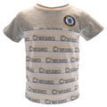 Grey-White - Front - Chelsea FC Childrens-Kids Crest And Stripes T-Shirt