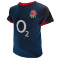 Navy-Black-Red - Back - England RFU Childrens-Kids T-Shirt & Shorts Set