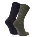 Khaki Green-Dark Indigo - Back - TOG24 Mens Opora Trekking Socks (Pack of 2)
