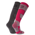 Dark Grey Marl-Dark Pink - Back - TOG24 Womens-Ladies Linz Ski Socks (Pack of 2)