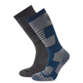 Dark Grey Marl-Jewel Blue - Front - TOG24 Womens-Ladies Linz Ski Socks (Pack of 2)