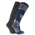 Dark Grey Marl-Jewel Blue - Back - TOG24 Womens-Ladies Linz Ski Socks (Pack of 2)