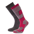 Dark Grey Marl-Dark Pink - Front - TOG24 Womens-Ladies Linz Ski Socks (Pack of 2)