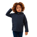 Navy - Side - TOG24 Childrens-Kids Koroma Softshell Hooded Jacket