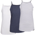Navy-White - Front - Trespass Womens-Ladies Trinity Tank Top (Pack of 3)