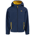 Navy-Yellow Sulphur - Front - Trespass Childrens-Kids Faster Soft Shell Jacket