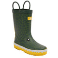 Green-Yellow - Front - Trespass Childrens-Kids Crocodile Wellington Boots