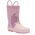 Purple-Beige - Front - Trespass Childrens-Kids Character Unicorn Wellington Boots