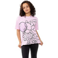 Light Pink - Side - Disney Womens-Ladies Minnie Mouse Bubblegum Slouch T-Shirt