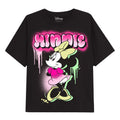 Black - Front - Disney Girls Minnie Mouse Graffiti Drips T-Shirt