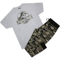 Grey-Green - Front - Jurassic Park Mens Camo Long Pyjama Set