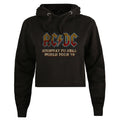 Black - Front - AC-DC Womens-Ladies Highway To Hell Logo Cropped Hoodie