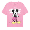 Light Pink - Front - Disney Girls Mickey Mouse Silly Face T-Shirt