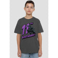 Charcoal - Back - Black Panther Childrens-Kids 11th Birthday T-Shirt